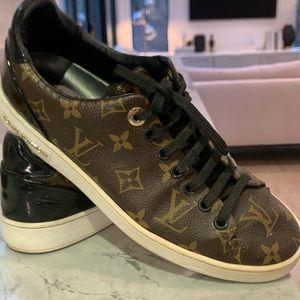 Louis Vuitton Women’s FrontRow Sneaker Monogram canvas with patent